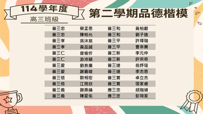 114學年度第二學期班級品德楷模